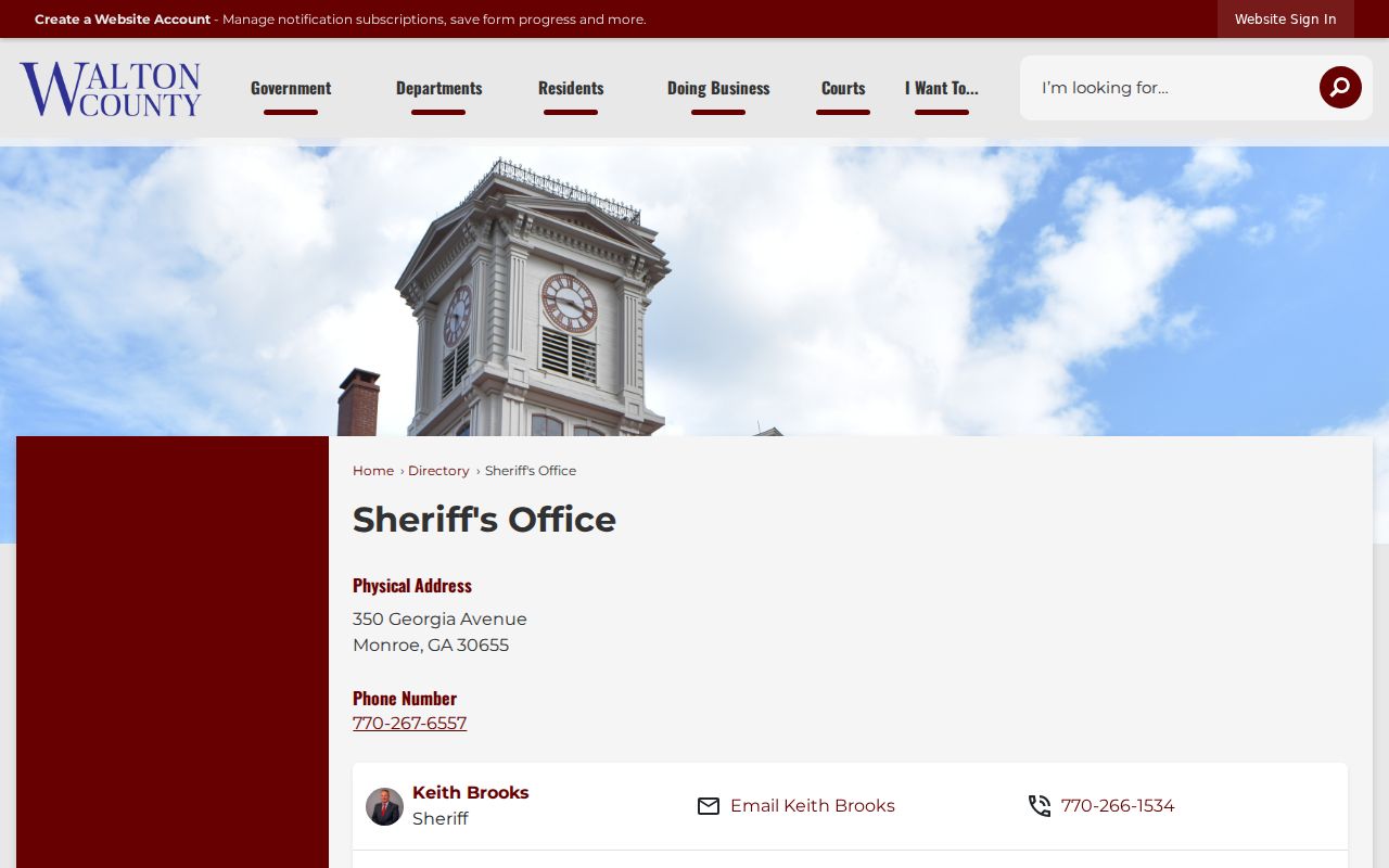 Walton County warrant clerk directory and contact listing