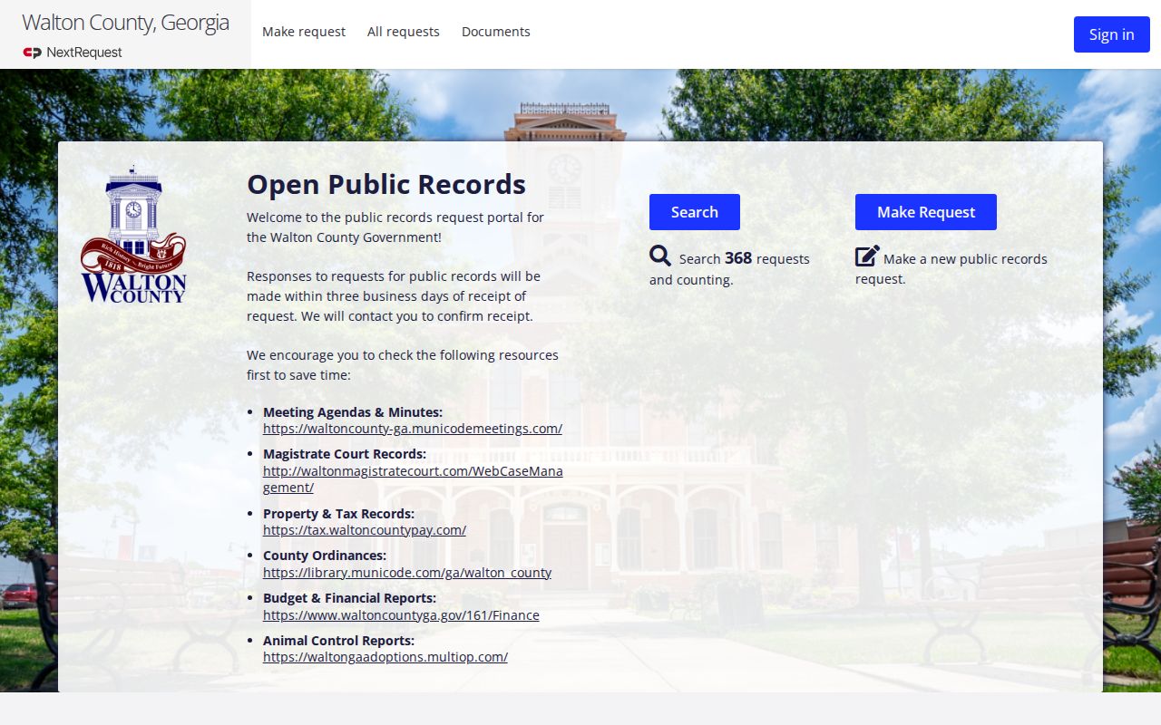 Walton County warrant records request portal