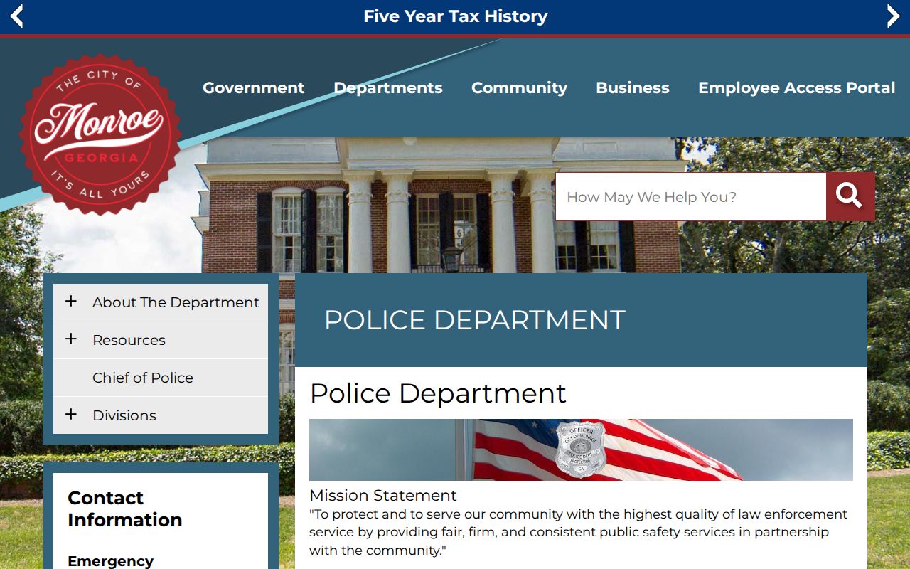 Monroe warrant records police department contact page