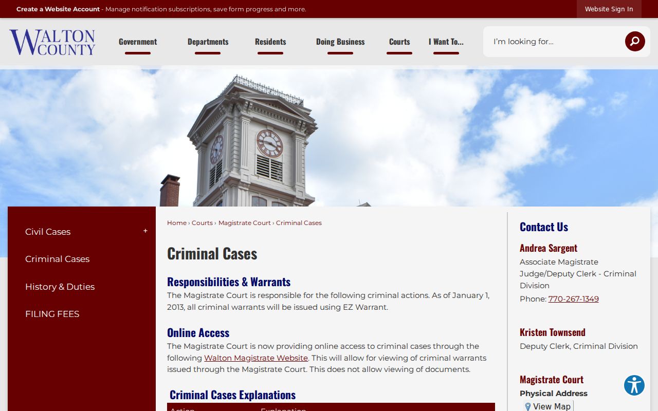 Walton County warrant records Magistrate criminal page
