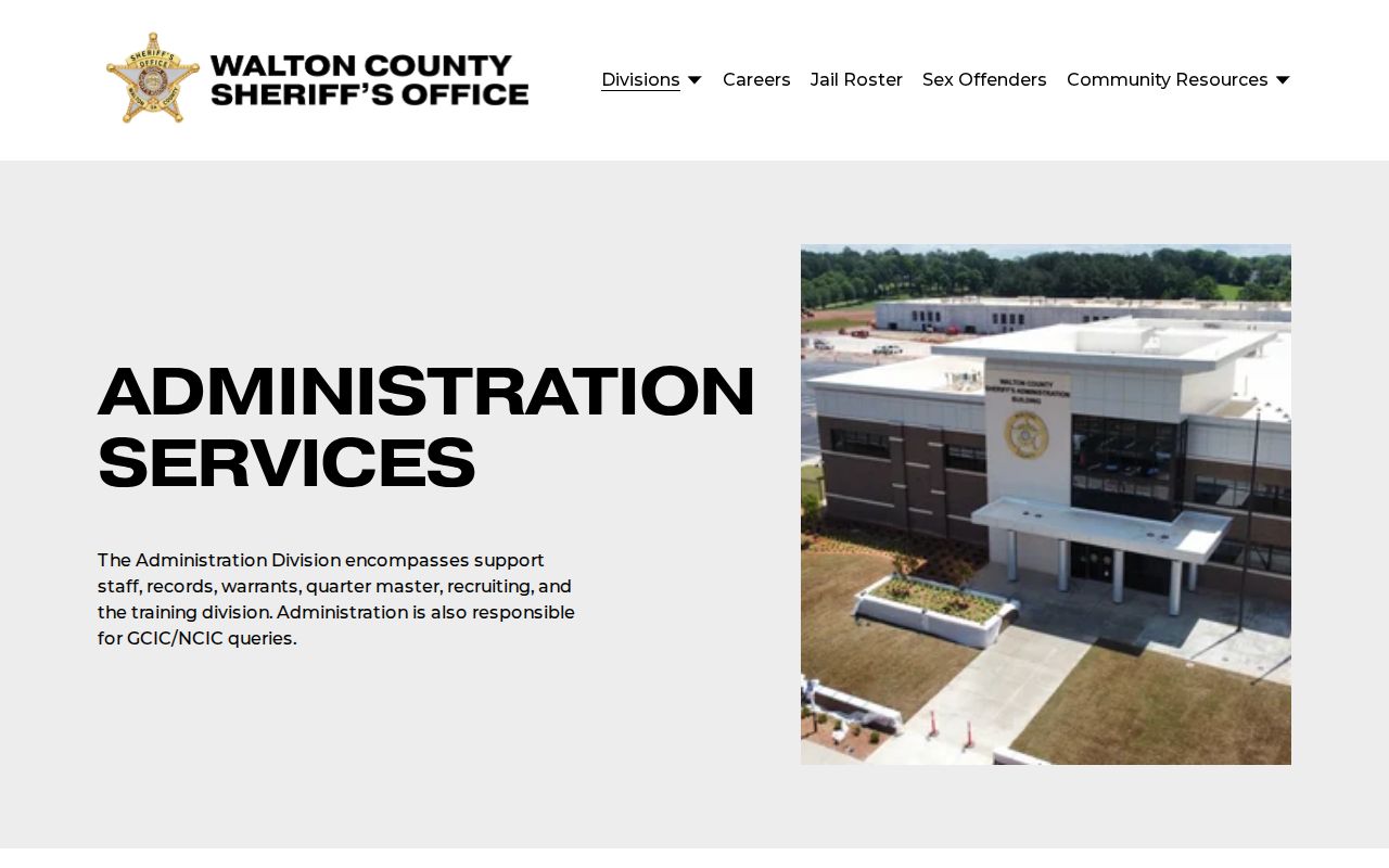 Walton County warrant records Sheriff Administration page